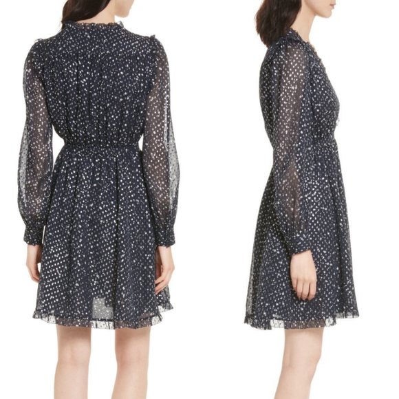 Kate Spade Night Sky Dot Ruffle Fit & Flare Dress - Picture 3 of 10